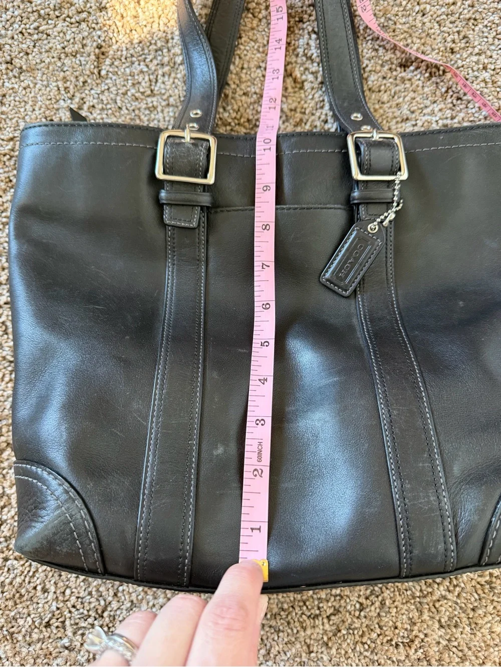 COACH Hampton F10194 Vintage Black Smooth Leather Tote Shoulder Bag